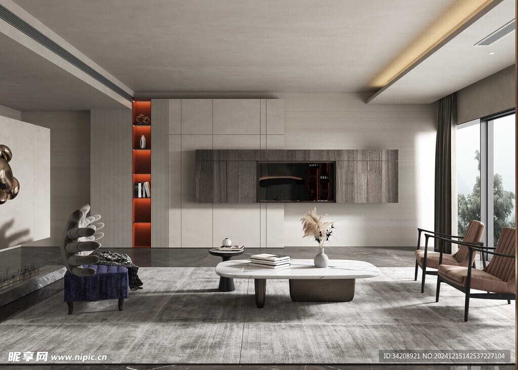 电视机满墙柜客厅装饰现代简约风