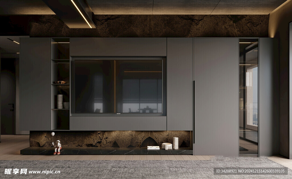 电视机满墙柜客厅装饰现代简约风