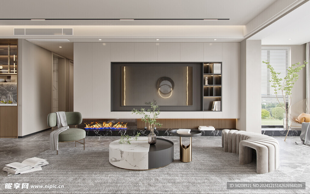 电视机满墙柜客厅装饰现代简约风