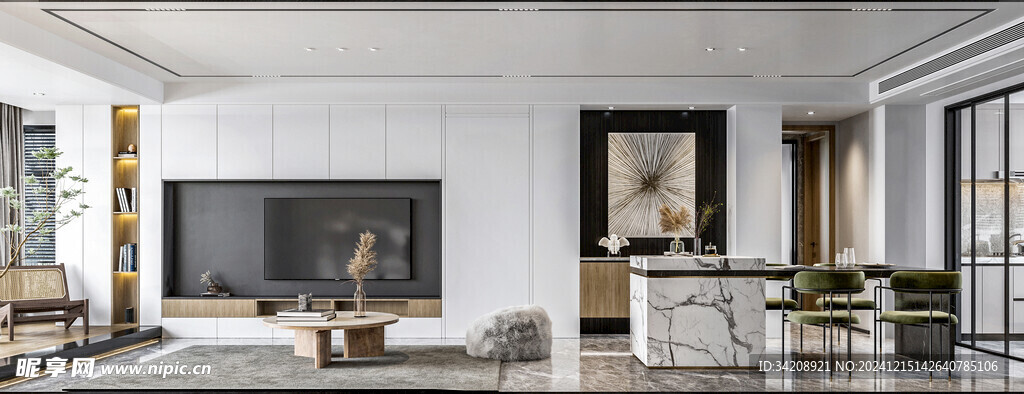 电视机满墙柜客厅装饰现代简约风