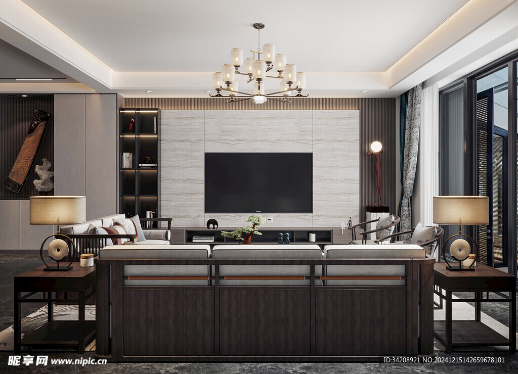 电视机满墙柜客厅装饰现代简约风