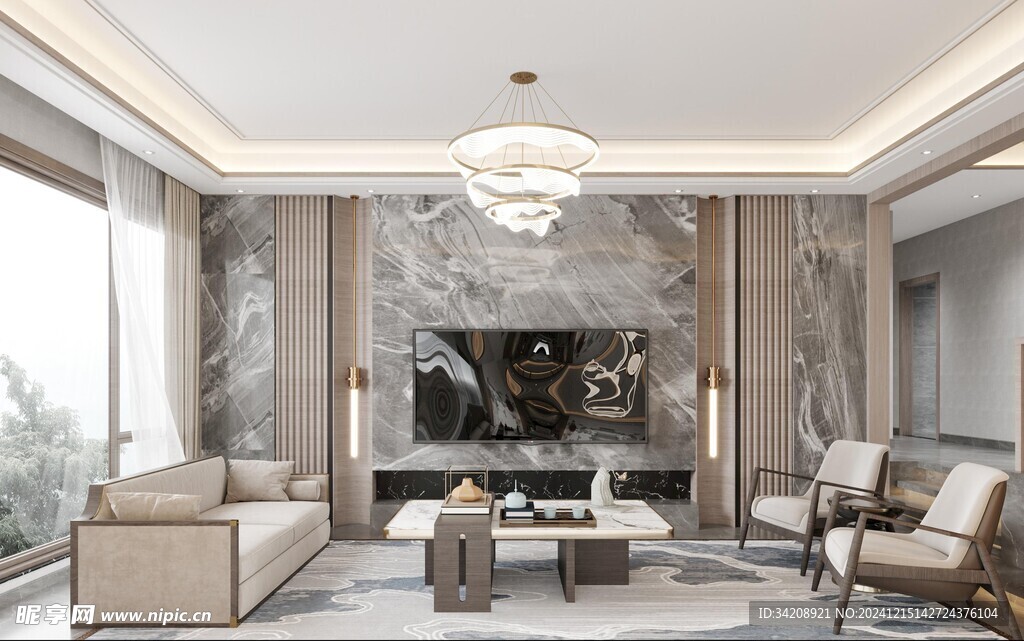 电视机满墙柜客厅装饰现代简约风