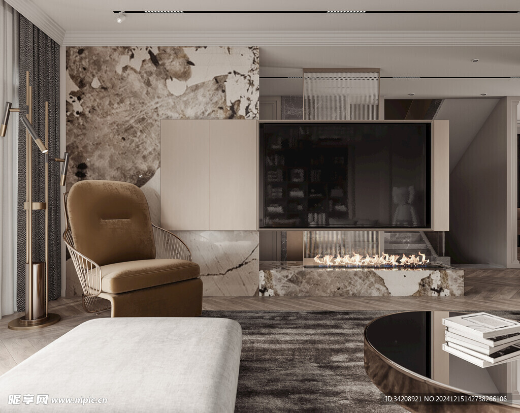 电视机满墙柜客厅装饰现代简约风