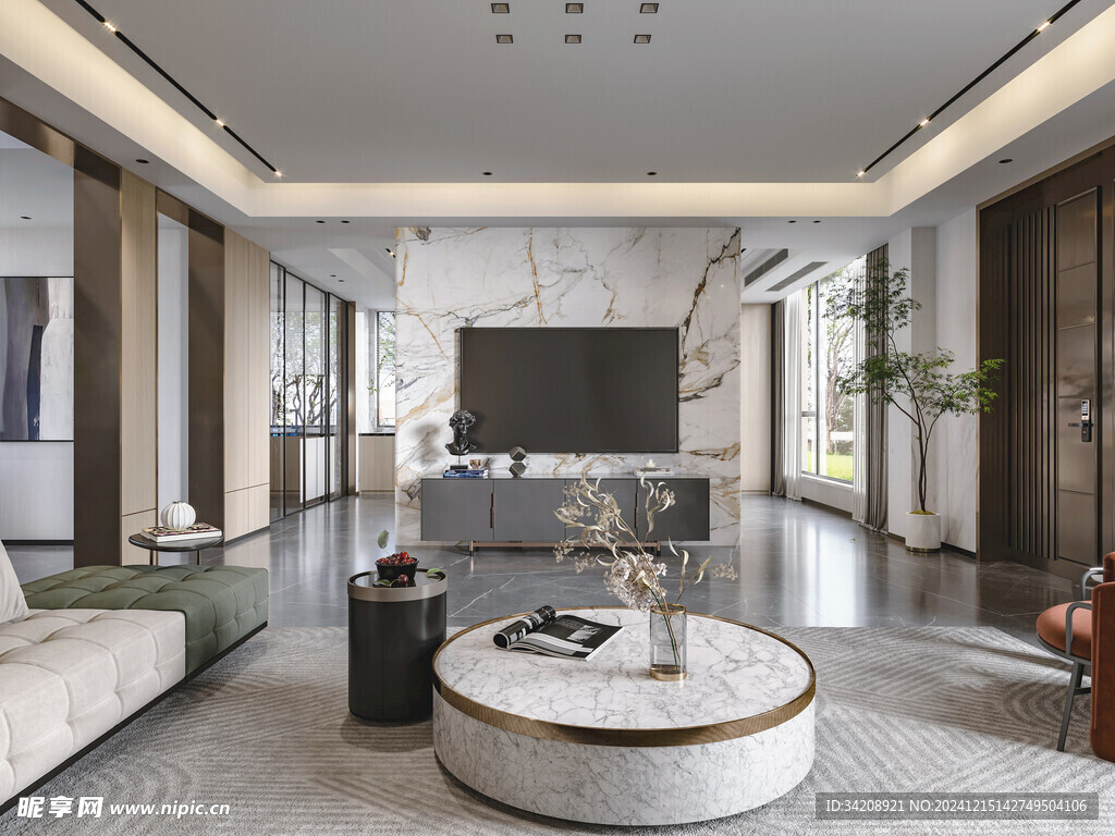 电视机满墙柜客厅装饰现代简约风