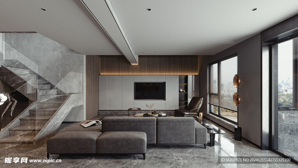 电视机满墙柜客厅装饰现代简约风