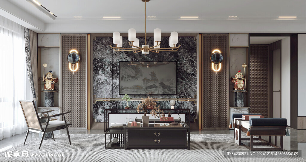 电视机满墙柜客厅装饰现代简约风