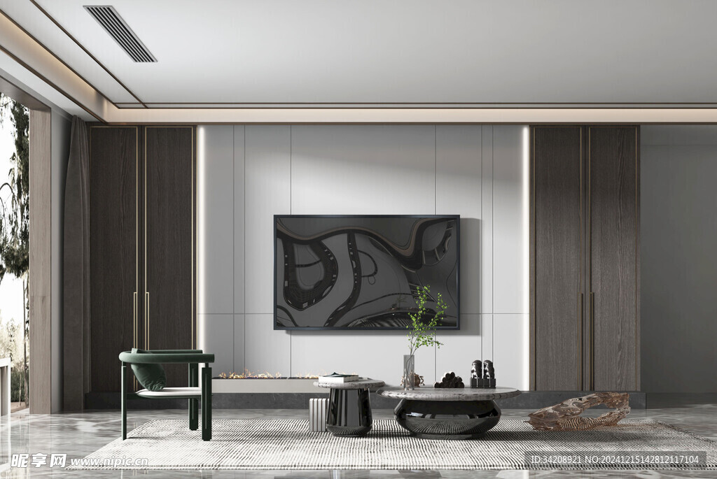 电视机满墙柜客厅装饰现代简约风