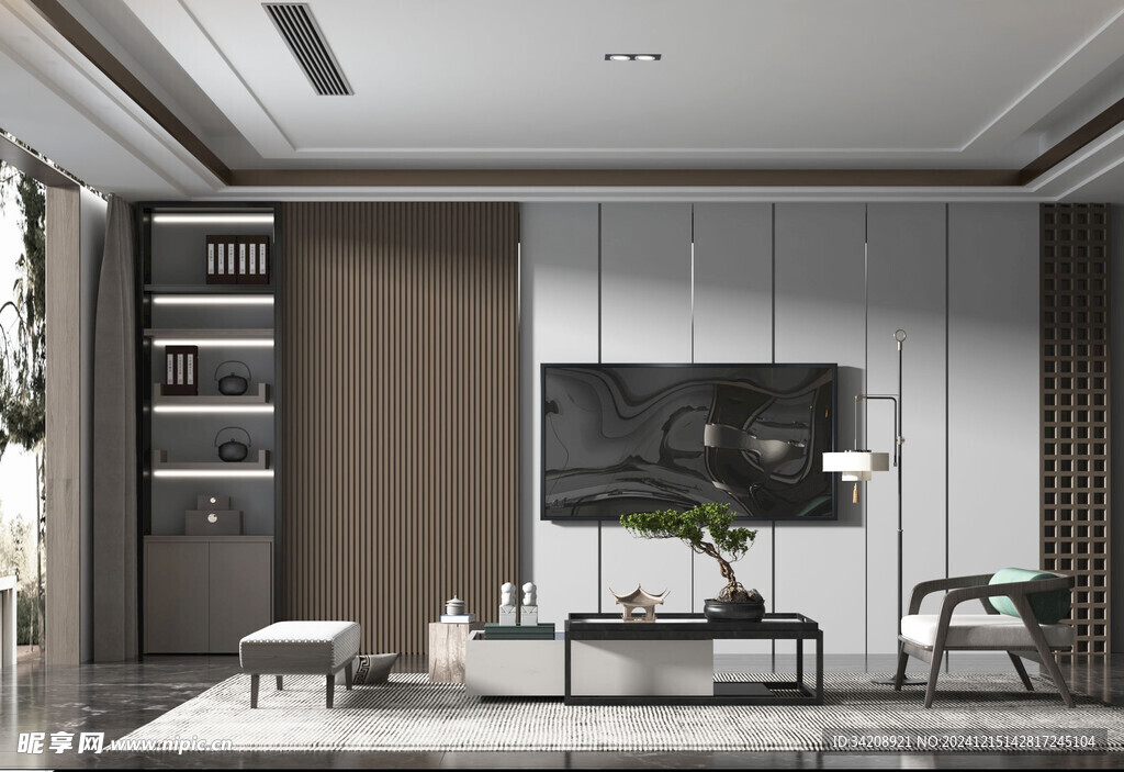 电视机满墙柜客厅装饰现代简约风