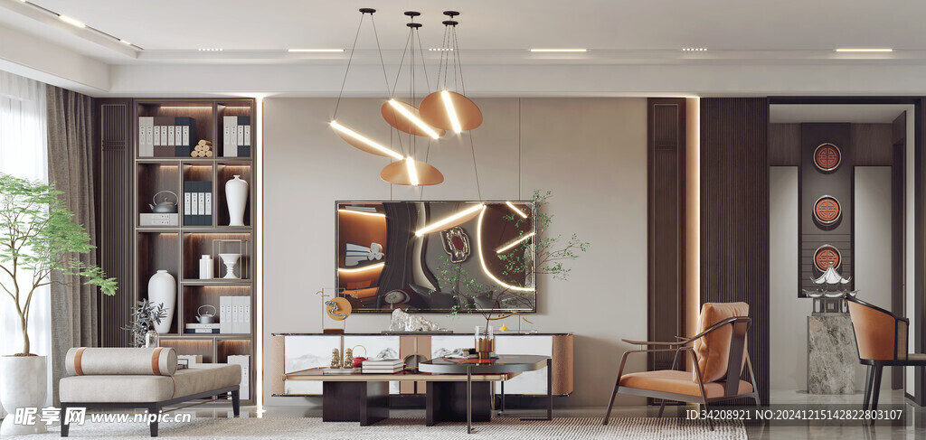 电视机满墙柜客厅装饰现代简约风