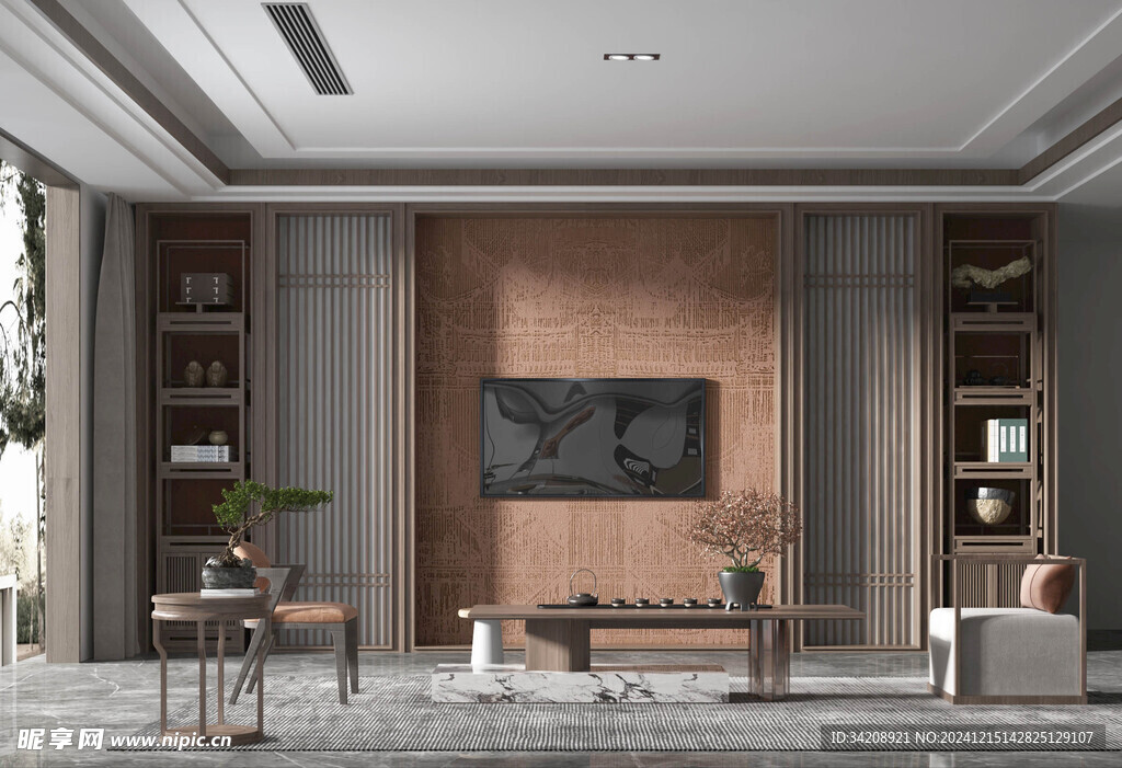 电视机满墙柜客厅装饰现代简约风