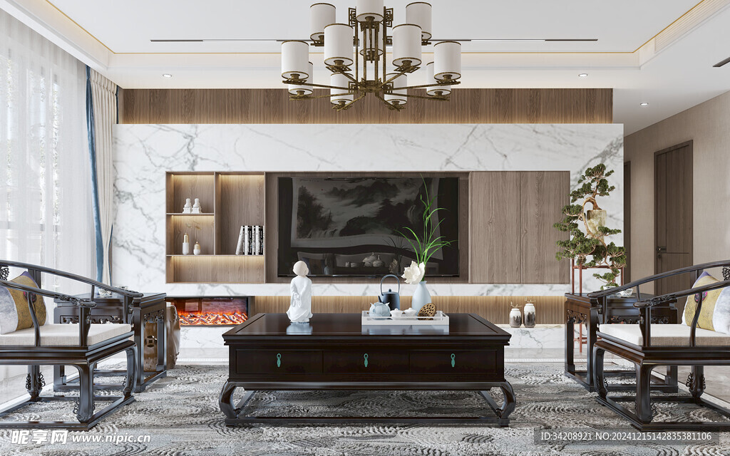 电视机满墙柜客厅装饰现代简约风