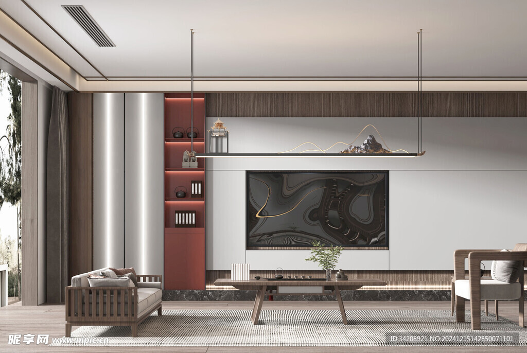 电视机满墙柜客厅装饰现代简约风