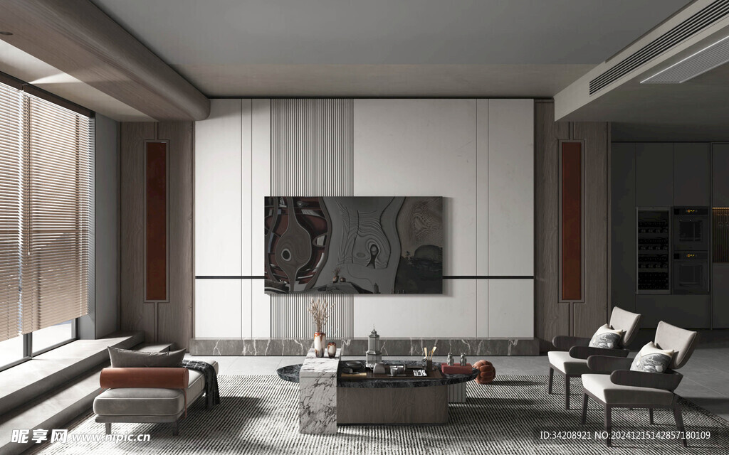 电视机满墙柜客厅装饰现代简约风