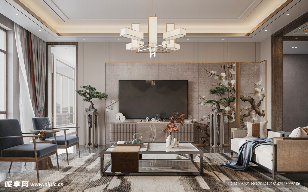 电视机满墙柜客厅装饰现代简约风