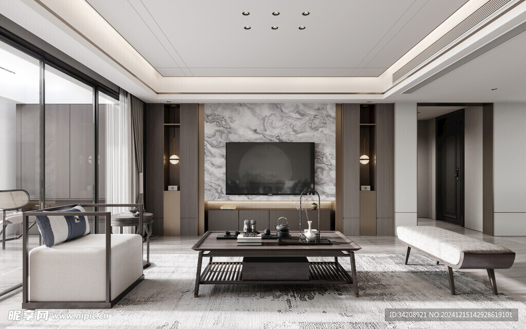 电视机满墙柜客厅装饰现代简约风