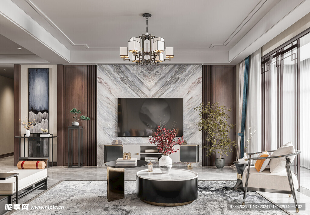 电视机满墙柜客厅装饰现代简约风