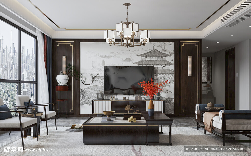 电视机满墙柜客厅装饰现代简约风