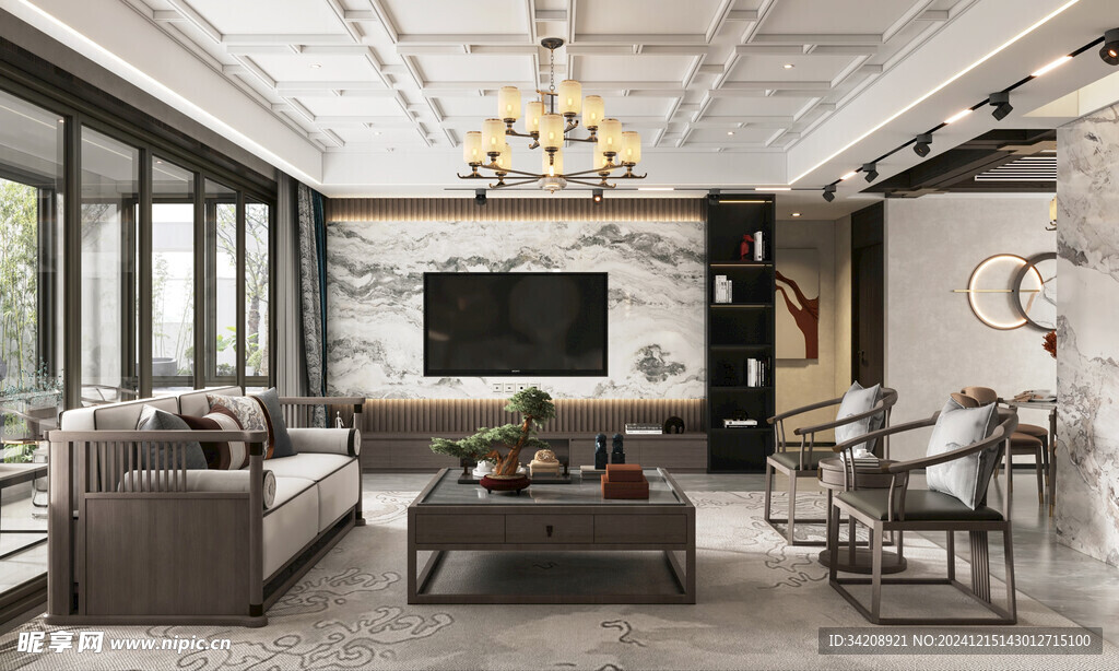 电视机满墙柜客厅装饰现代简约风