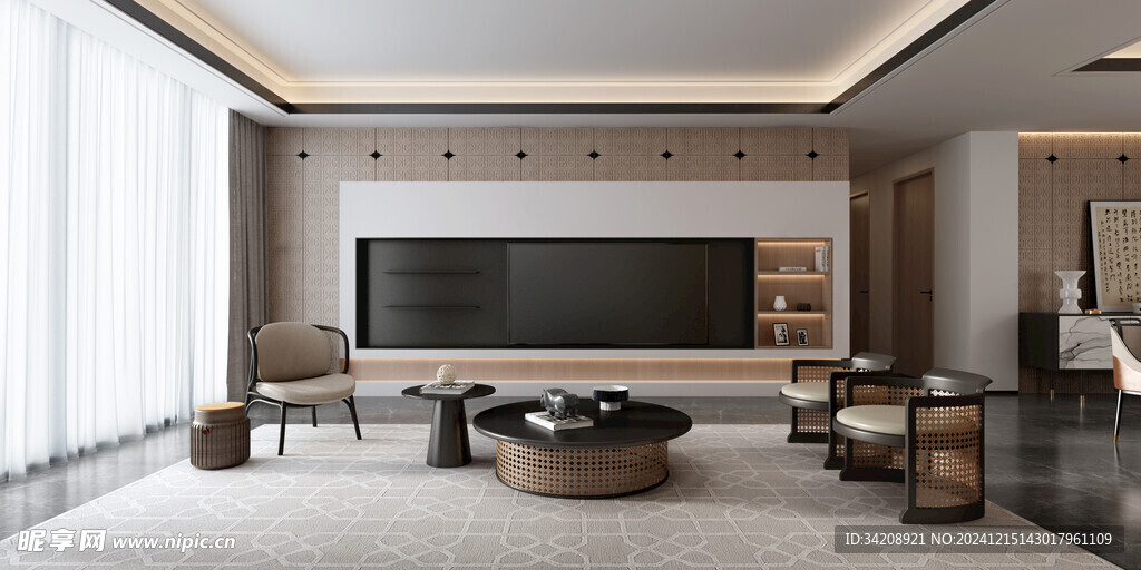 电视机满墙柜客厅装饰现代简约风