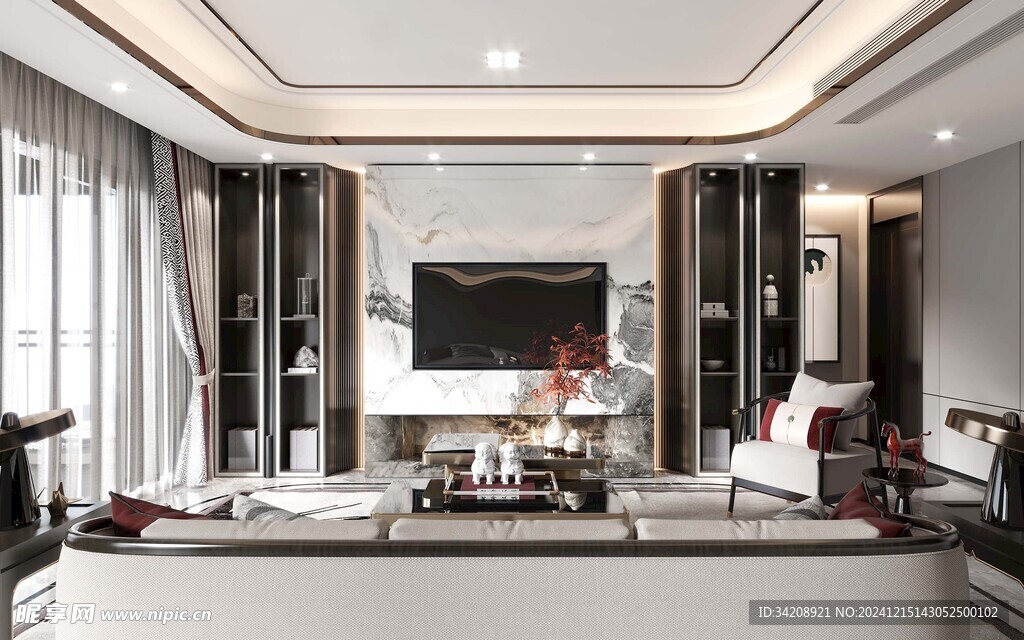 电视机满墙柜客厅装饰现代简约风