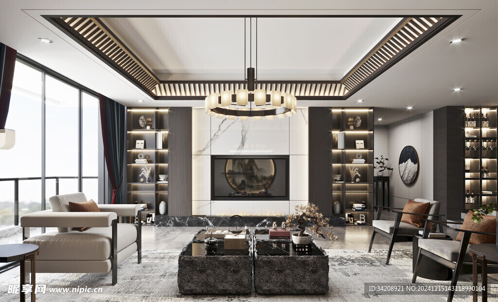 电视机满墙柜客厅装饰现代简约风