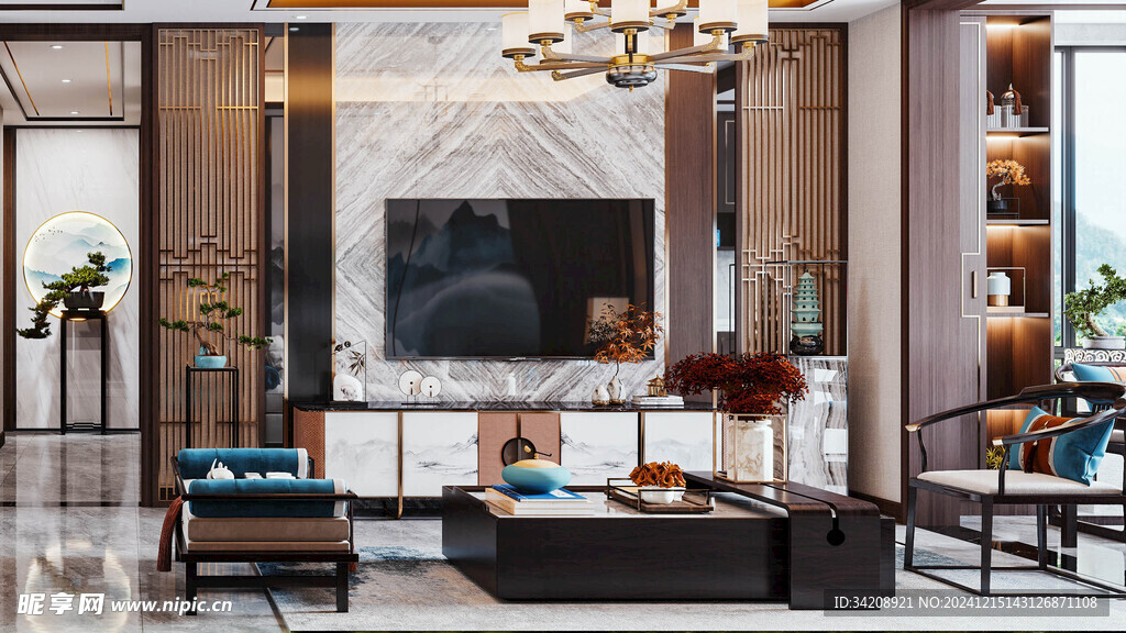 电视机满墙柜客厅装饰现代简约风