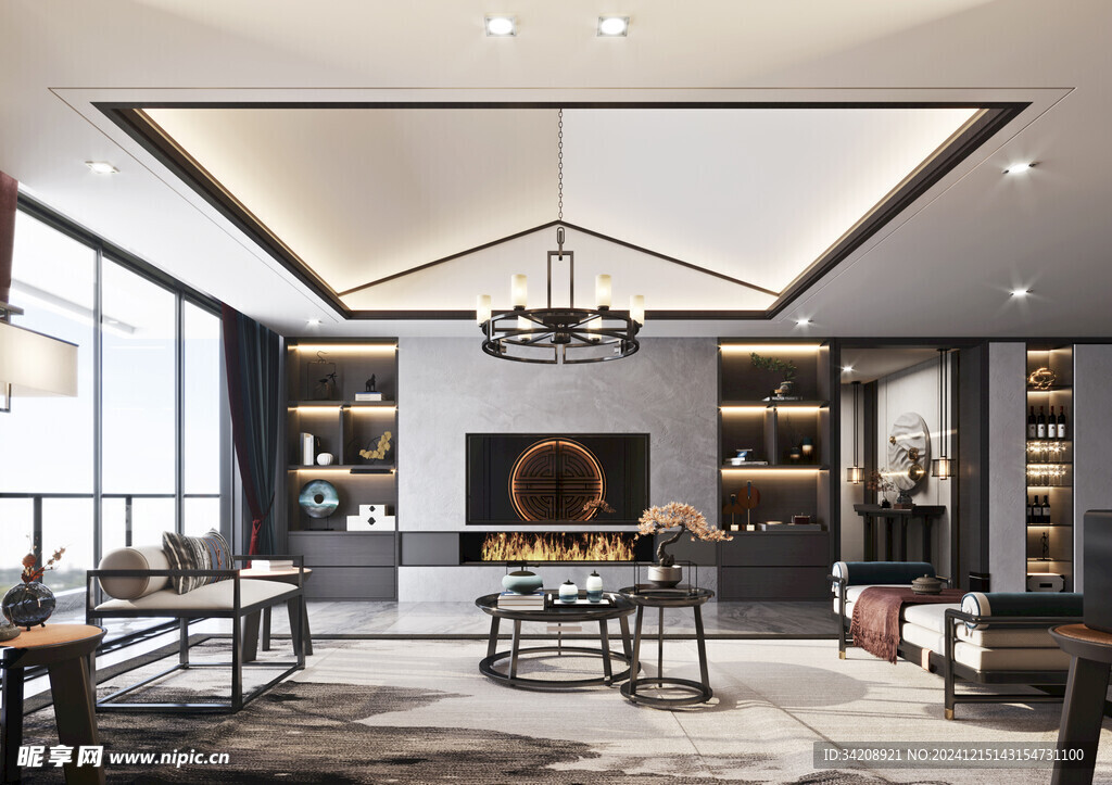 电视机满墙柜客厅装饰现代简约风