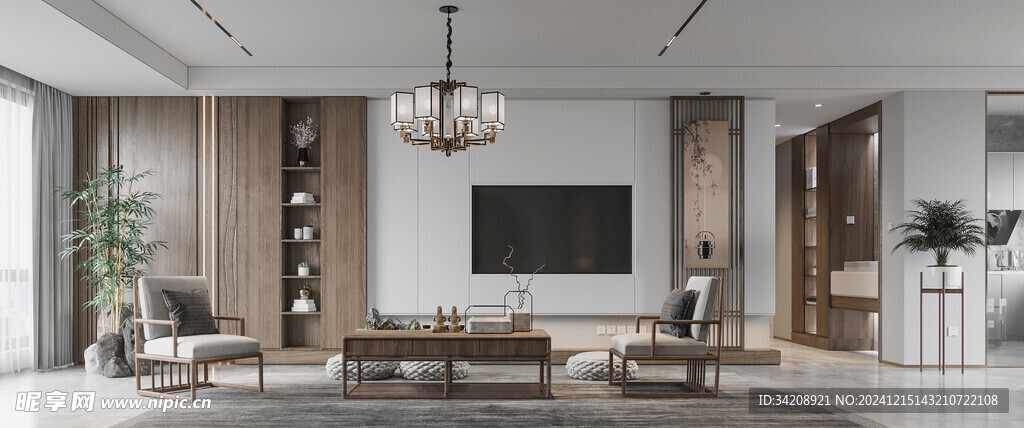 电视机满墙柜客厅装饰现代简约风