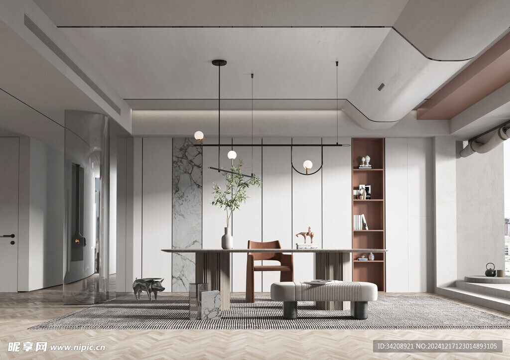 现代简约高级感多功能新中式书房