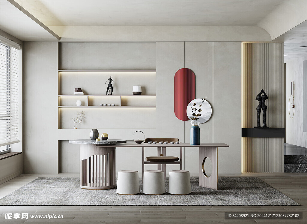 现代简约高级感多功能新中式书房