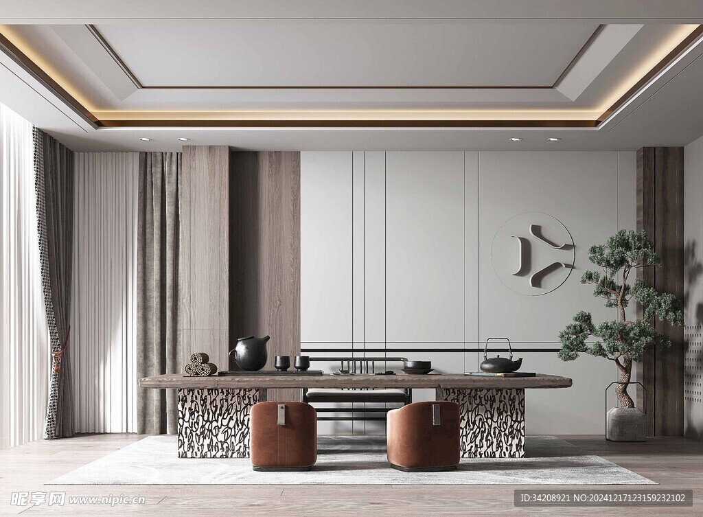 现代简约高级感多功能新中式书房