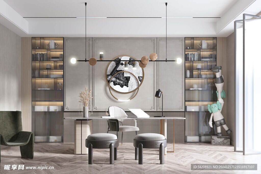 现代简约高级感多功能新中式书房