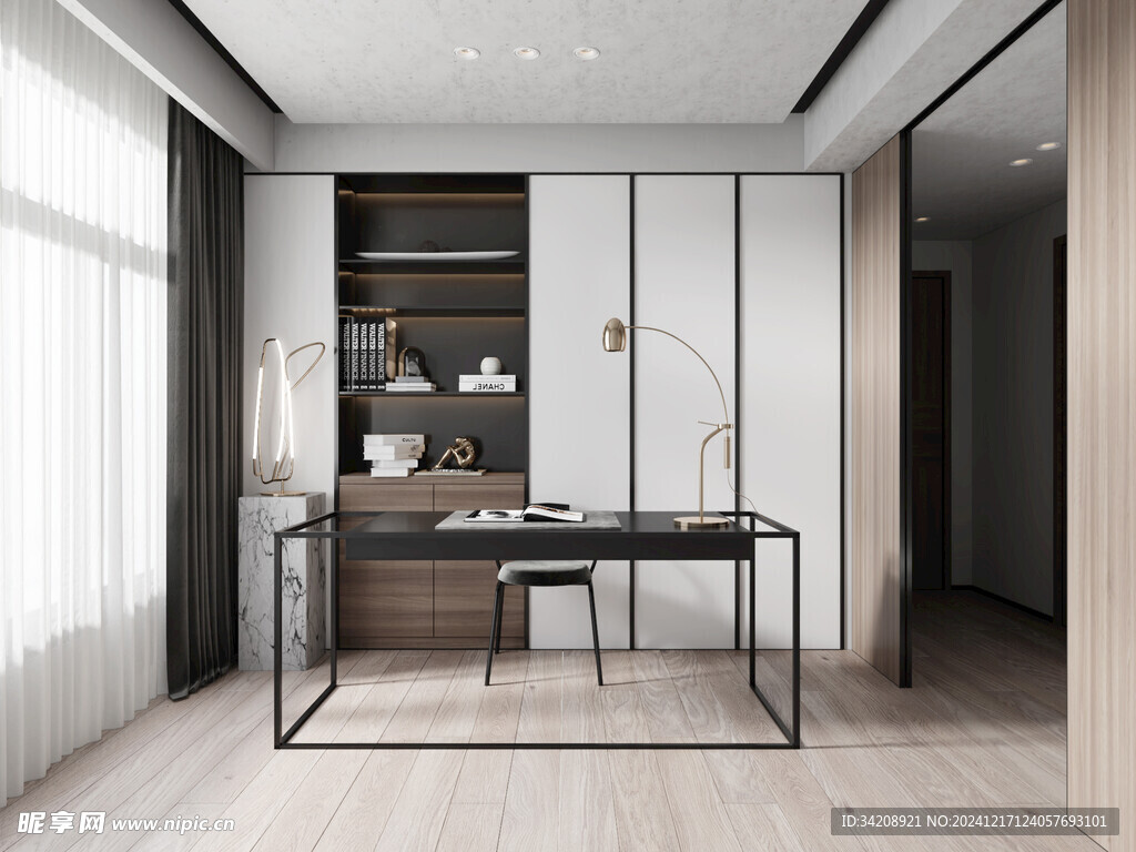 现代简约高级感多功能新中式书房