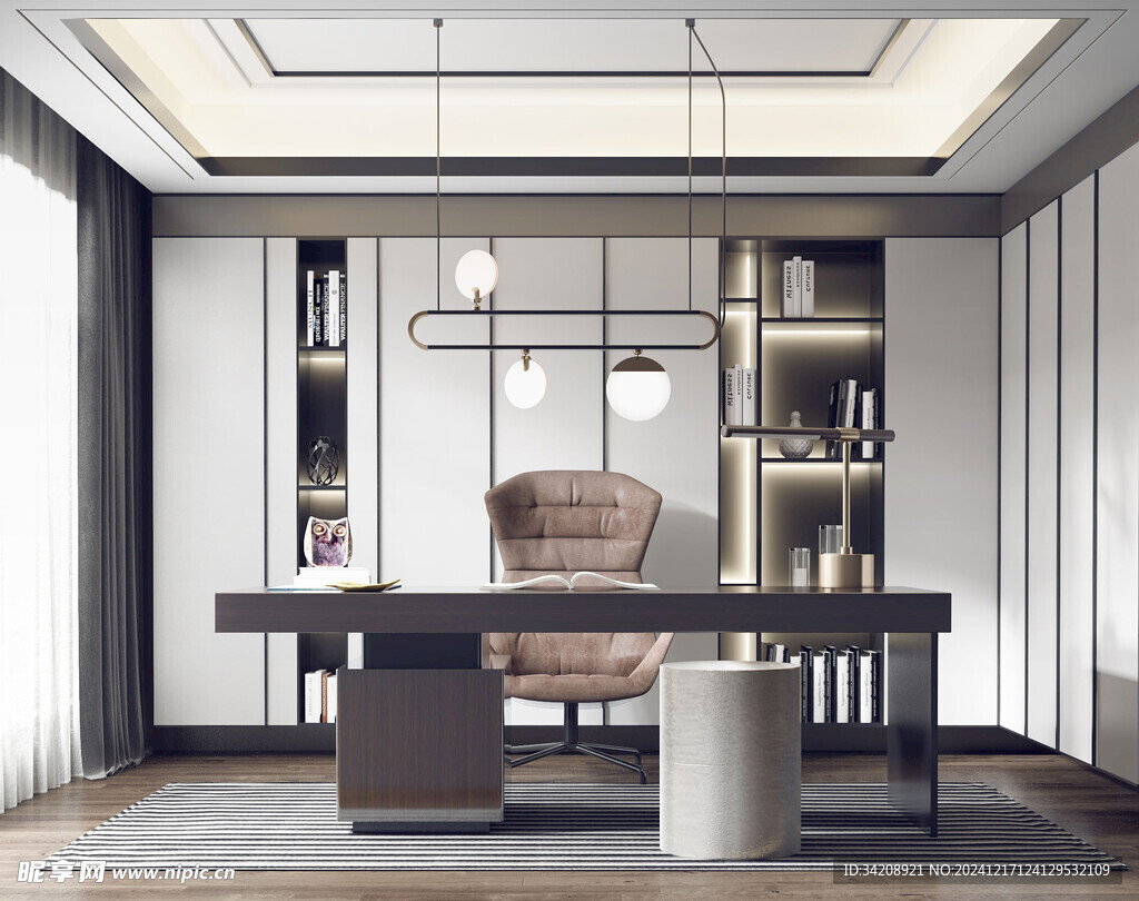 现代简约高级感多功能新中式书房
