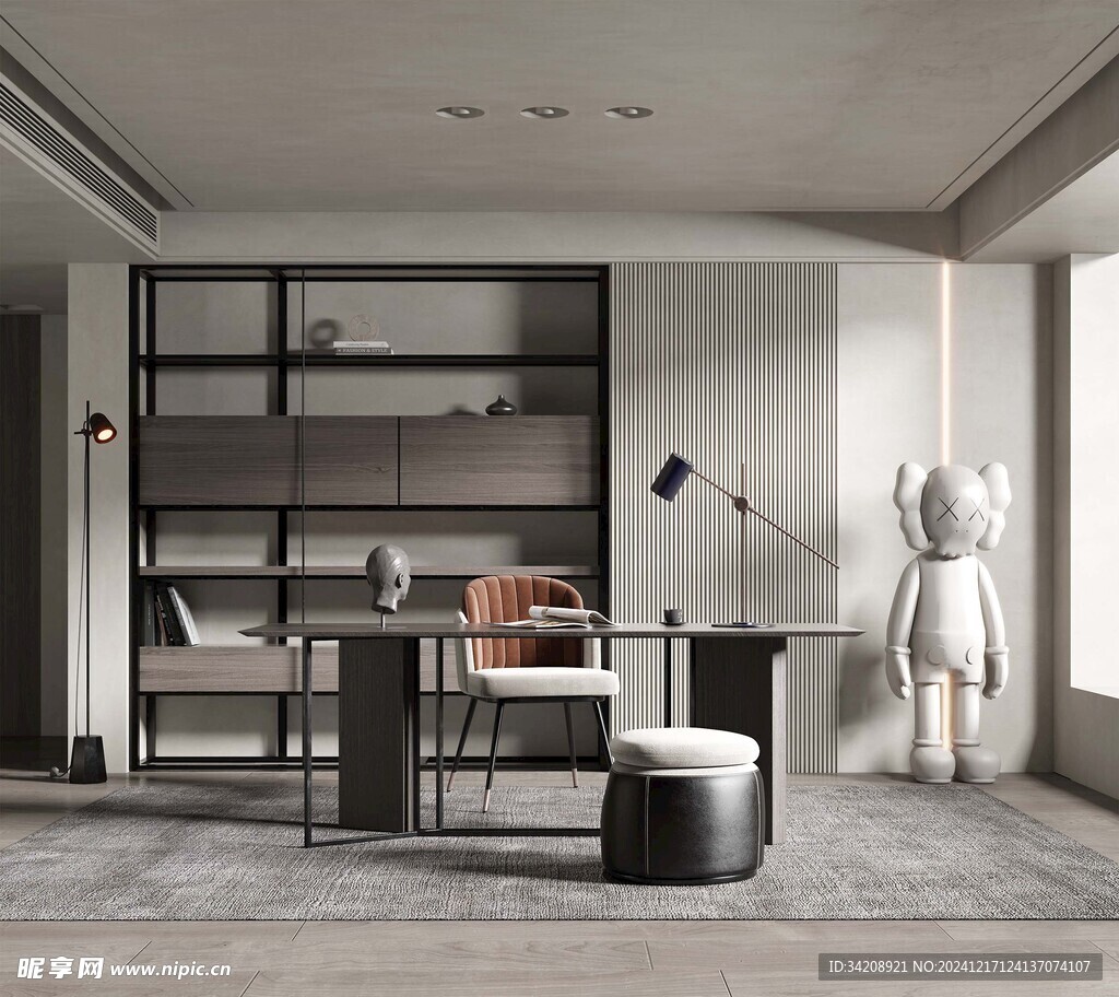 现代简约高级感多功能新中式书房