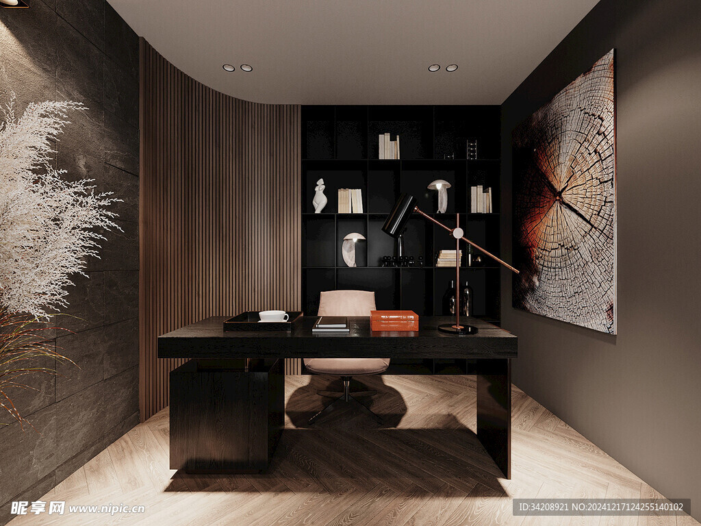 现代简约高级感多功能新中式书房