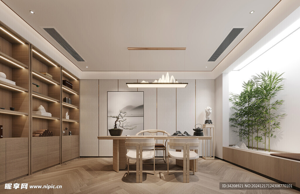 现代简约高级感多功能新中式书房