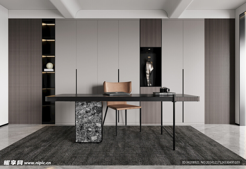 现代简约高级感多功能新中式书房