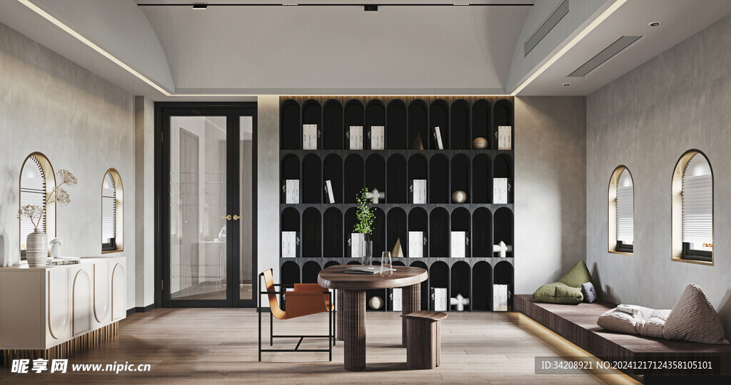 现代简约高级感多功能新中式书房