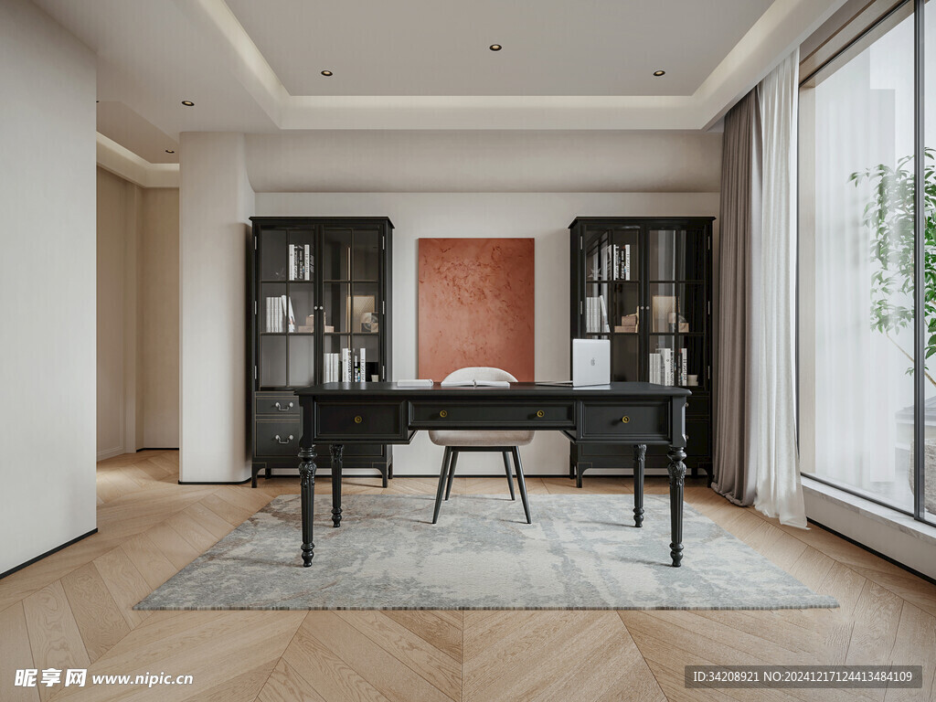 现代简约高级感多功能新中式书房