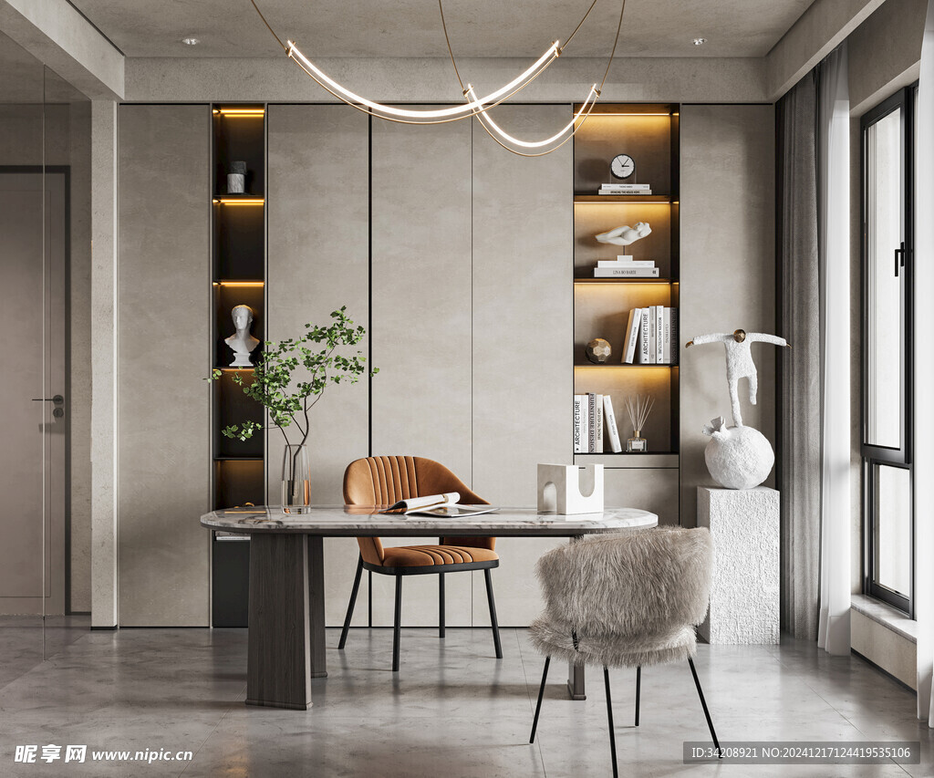 现代简约高级感多功能新中式书房