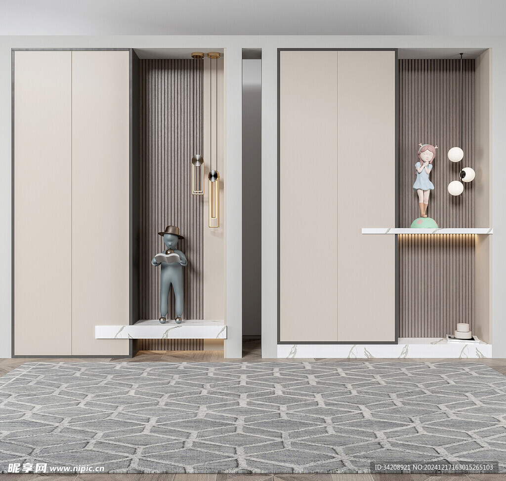 鞋柜玄关入户大门高级感全屋定制