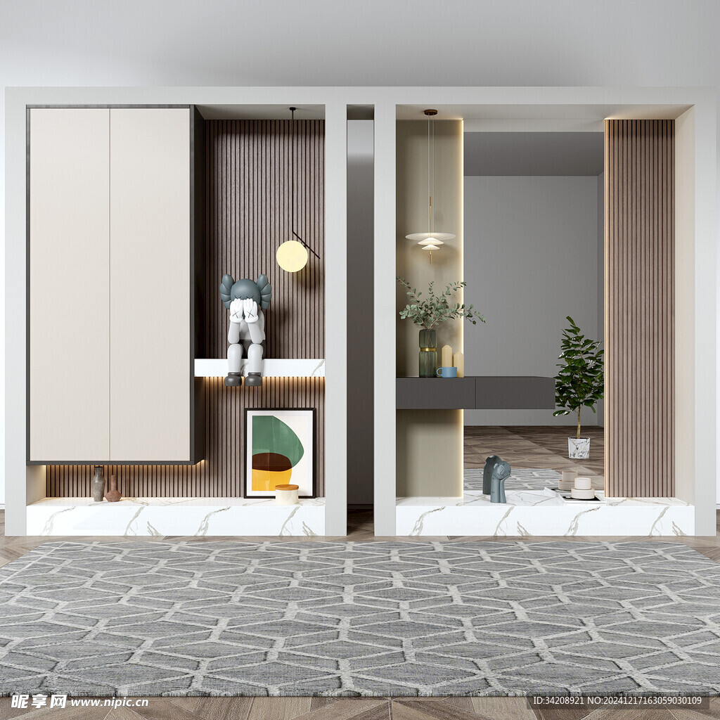 鞋柜玄关入户大门高级感全屋定制