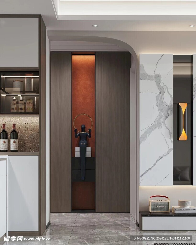 鞋柜玄关入户大门高级感全屋定制