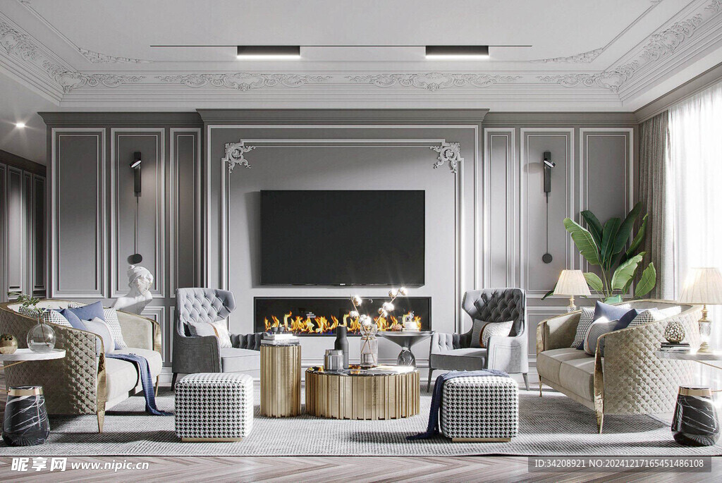 客厅美式简约风格大豪宅装修饰品