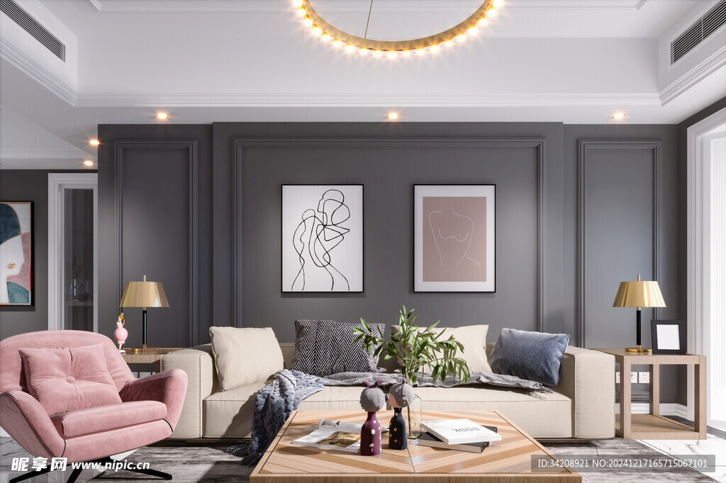 客厅美式简约风格大豪宅装修饰品