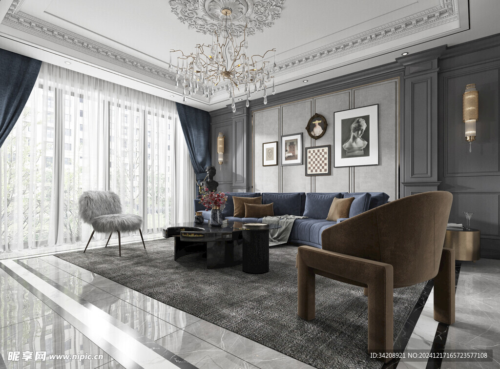 客厅美式简约风格大豪宅装修饰品