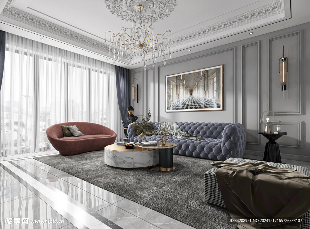 客厅美式简约风格大豪宅装修饰品