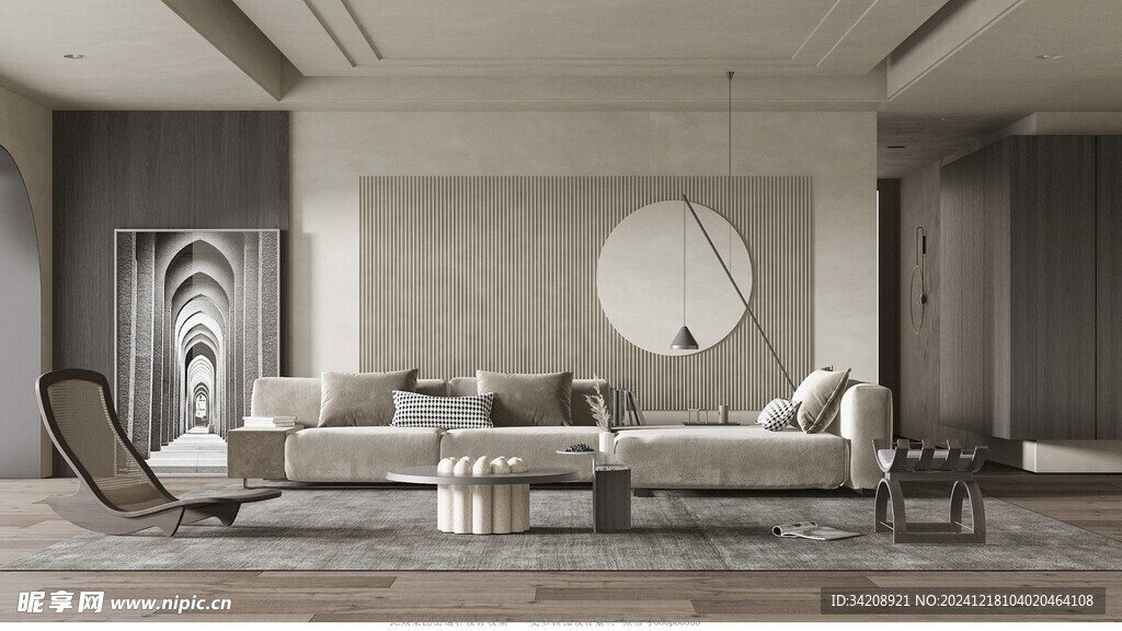 现代简约高级感新中式复古风客厅