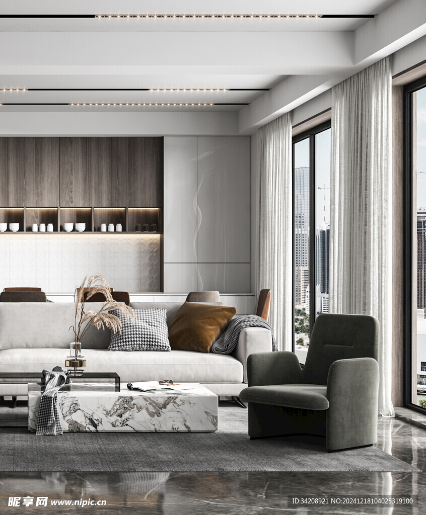 现代简约高级感新中式复古风客厅